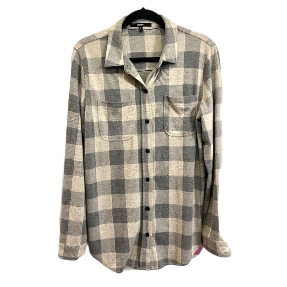 QUINCE Gray White Flannel Button Up Shirt Top  Mens Size Large - Picture 1 of 9